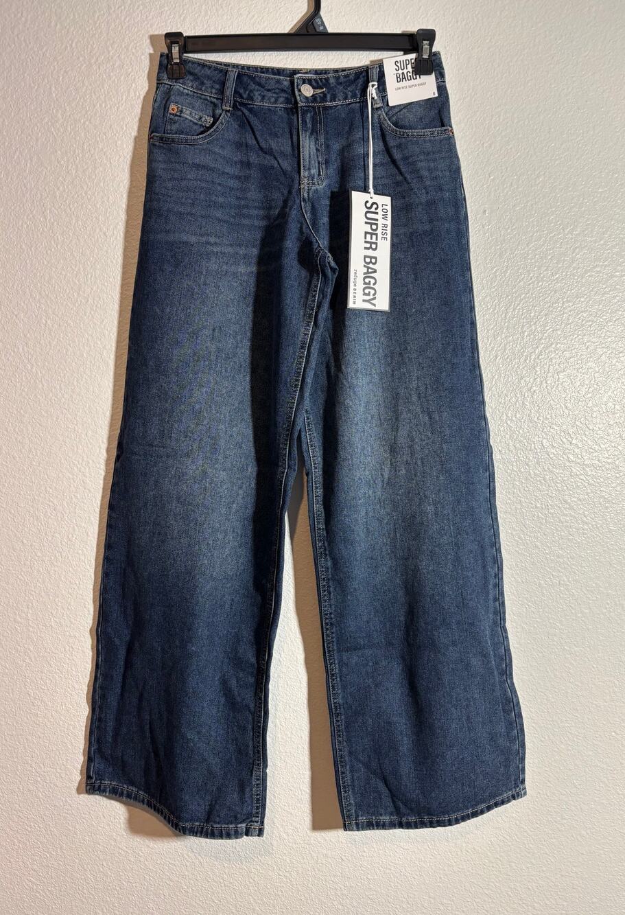 Refuge Denim NWT Jr's Size 0 Super Baggy Low Rise Wide Leg Blue Jeans
